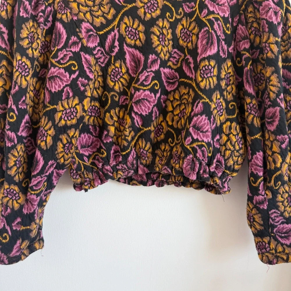 Free People No Ordinary Top Tapestry Print Long Sleeve Size XS